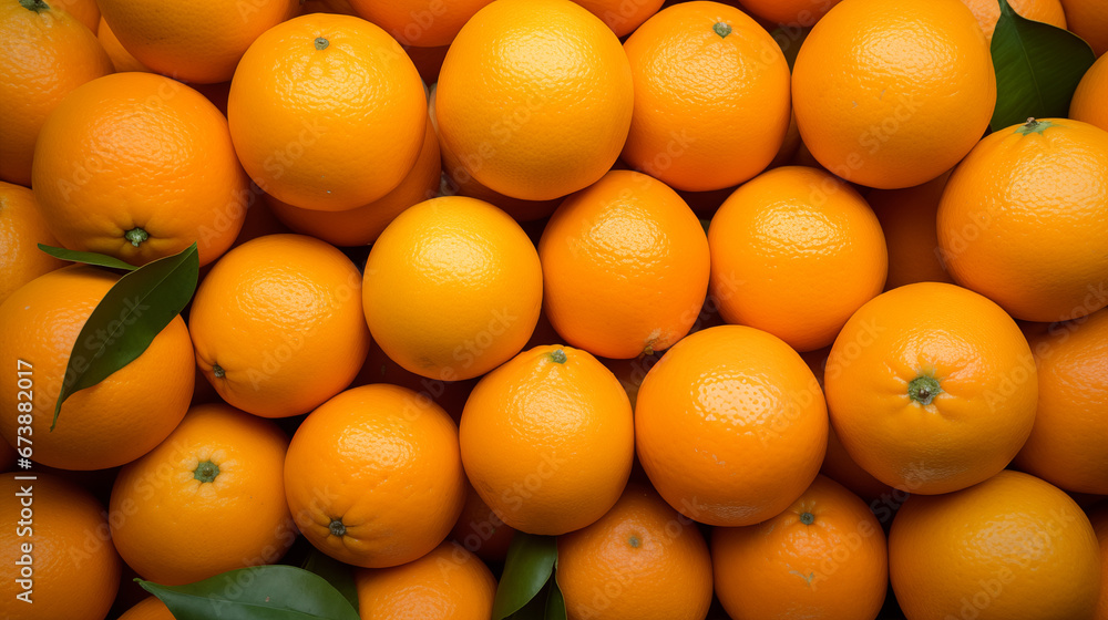 A group of oranges with leaves - fruit background wallpaper A group of oranges with leaves - fruit background wallpaper