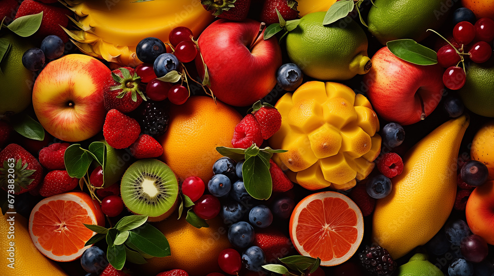 Obraz na płótnie A group of different fruits - fruit background wallpaper w salonie