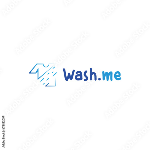 modern wash me, outline laundry icon logo design vector illustration with line art, brush and elegant styles