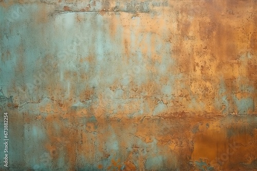 Old grunge copper bronze rusty texture background illustration. AI generative. photo