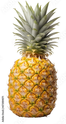 A pineapple with a green stem - isolated on transparent background