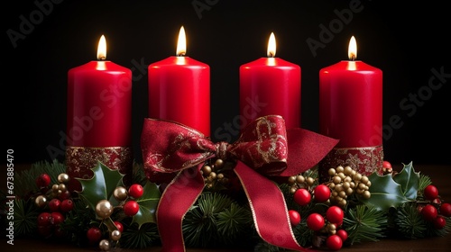 Candles Marking Celebration: Advent, Christmas, Festive Glow and Tradition in Dark Background