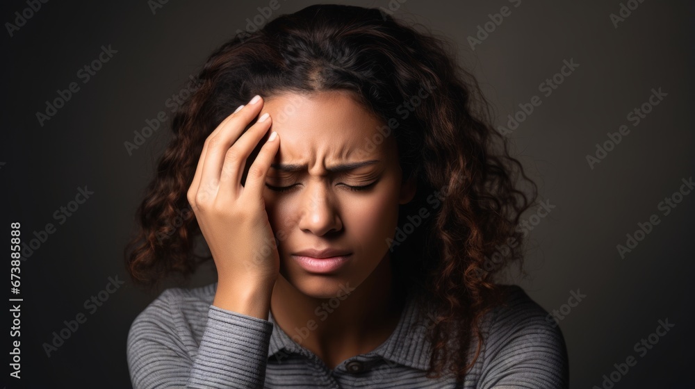 Person suffering from a severe headache Person suffering from a severe headache