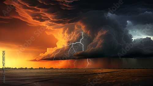 Obraz na plátně tornado chaser, lightning cloud, storm