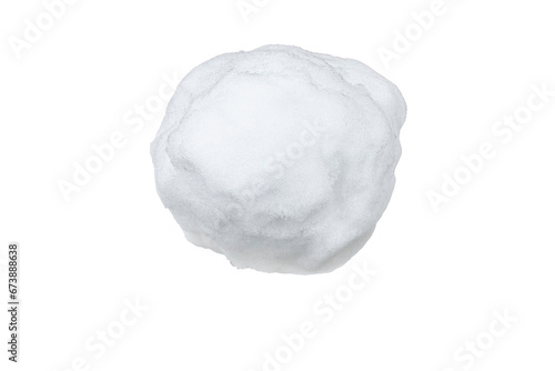 One white snowball isolated on a transparent background.