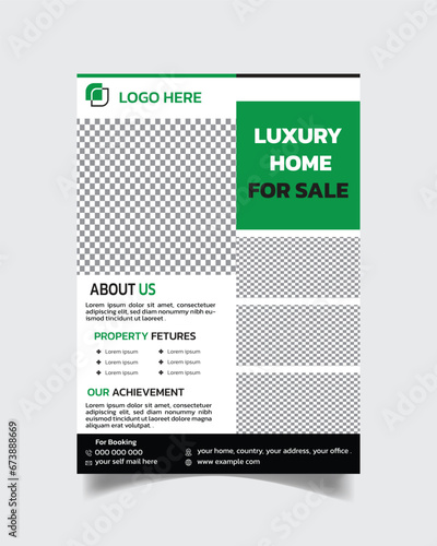 Real estate creative flyer template elegant home sale flyer property sale  leaflet, print-ready file 