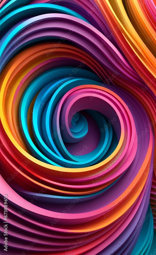 Abstract Modern and Creative Curve Spiral Wave 3D Background. Colorful Digital illustration Design 3D wallpaper, Generative AI