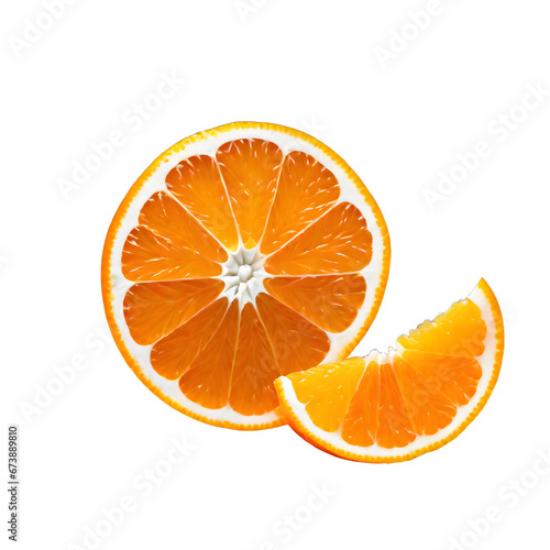 Orange cut in halves isolated transparent background. ai generative