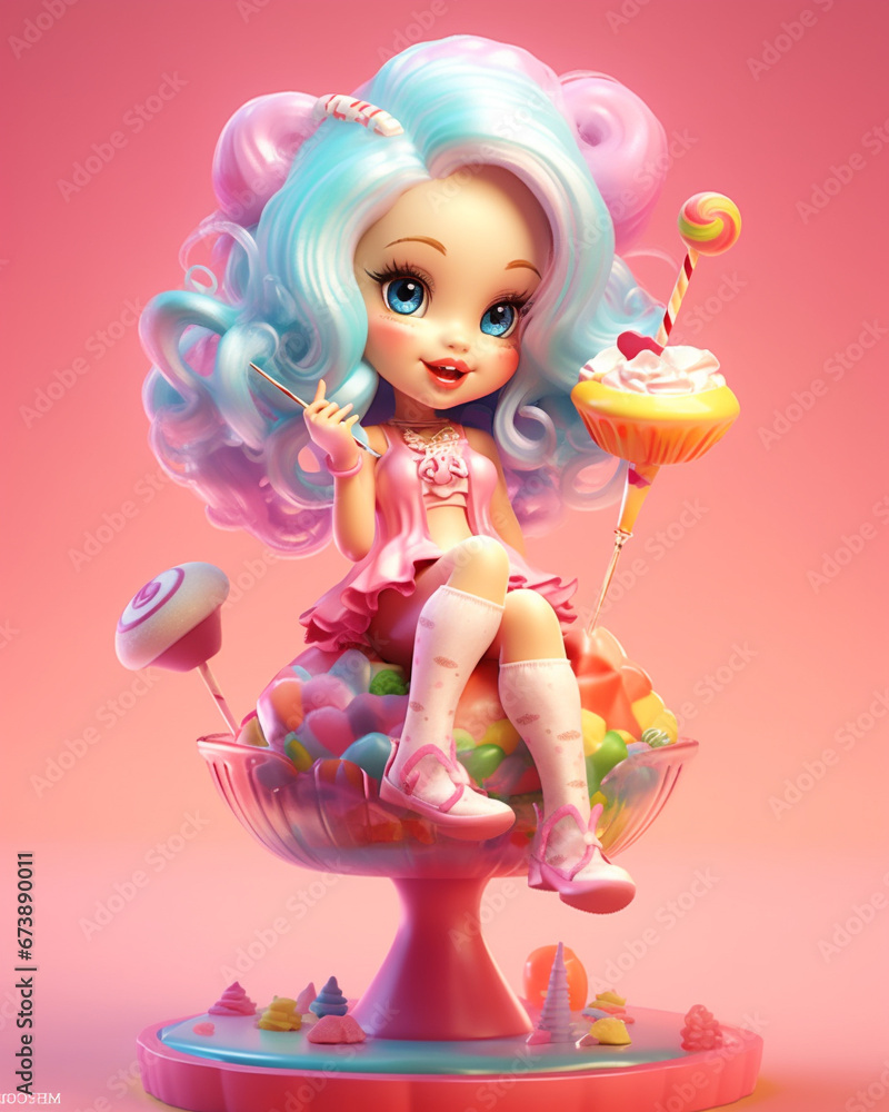 Fototapeta premium Cute girl with lollipop