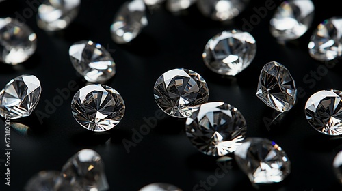 Diamonds Close Up Different Cuts and Sizes Gemstones Jewelry Precious Stones Facets Luxury Sparkling Expensive Shiny Brilliant Clarity
