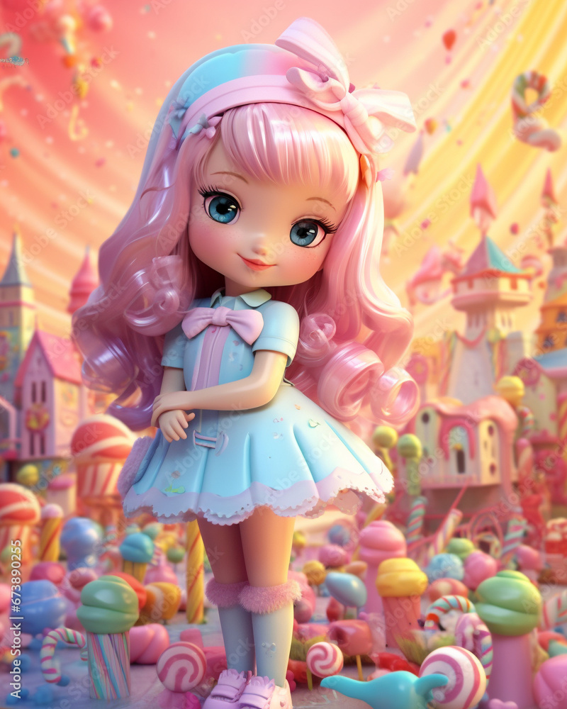 Fototapeta premium Cute girl with lollipop