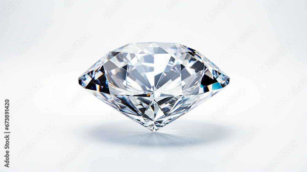 Diamond Gemstone Shining on White Background Luxury Jewelry Precious Stone Diamond Gemstone Shining on White Background Luxury Jewelry Precious Stone
