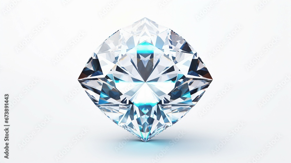 Diamond Gemstone Shining on White Background Luxury Jewelry Precious Stone Diamond Gemstone Shining on White Background Luxury Jewelry Precious Stone