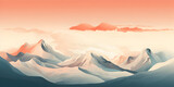 Softly illuminated mountain range with a warm sunrise glow, creating a serene and tranquil digital landscape illustration.