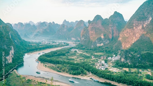 Landscape of Lijiang River in Guilin, Guangxi Zhuang Autonomous Region, China, Asia