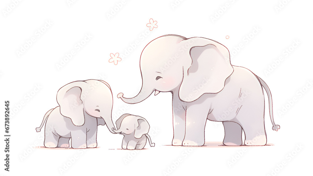 Clip art of elephant family | generative AI