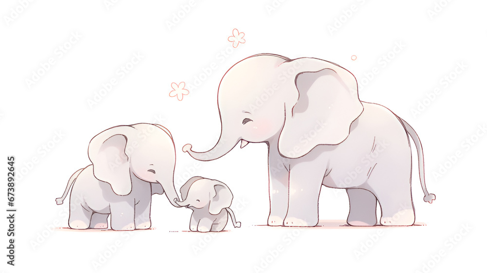 Clip art of elephant family | generative AI Clip art of elephant family | generative AI