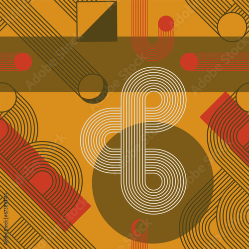 Modern boho minimalist art. Abstract seamless pattern with geometric shapes and zen arch bohemian silhouettes. Design for wall decor, cover, background, card, branding, wallpaper. Vector illustration.