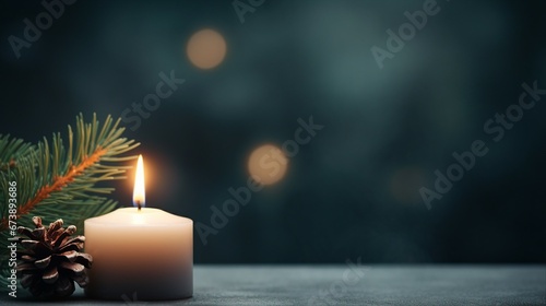 Candlelight Serenity: Advent's Burning Flame on Fir Branches, Festive Atmosphere