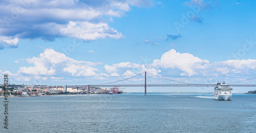 Ponte 25 de Abril over the river Tajo, Tejo, in Lisbon, Portugal