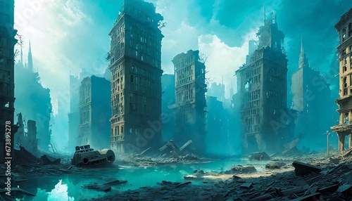 Zrujnowane apokaliptyczne miasto