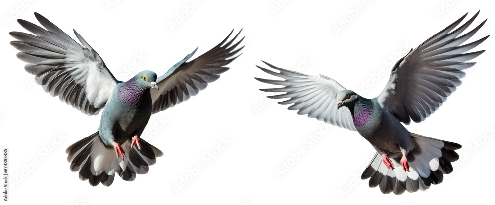 Flying pigeon isolated on transparent or white background, PNG - obrazy, fototapety, plakaty 