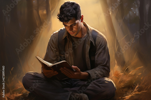 Young Male Reading the Bible