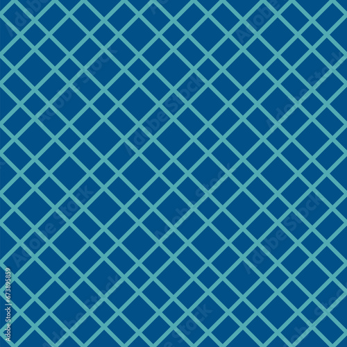Seamless turquoise and blue geometric pattern. Simple thin line grid  lattice  minimalist diagonal design. Abstract vector background texture. Modern repeat ornament for decor  wrapping paper