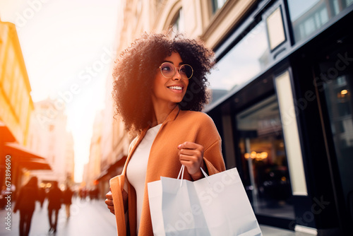 woman with shopping bags photo