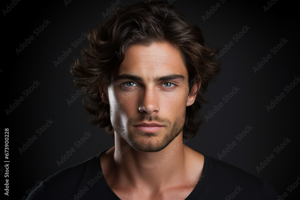 Photography of a nice groomed man created with generative ai isolated on dark grey background