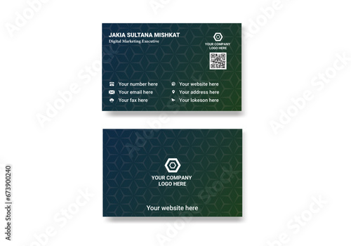 Modern And Clean Professional Business Card Template Blue and Green Business Card
