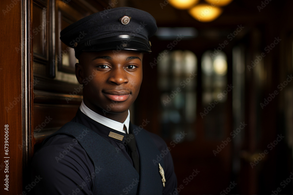 Generative AI picture portrait of mail person mailman mailwoman in corporate uniform Generative AI picture portrait of mail person mailman mailwoman in corporate uniform