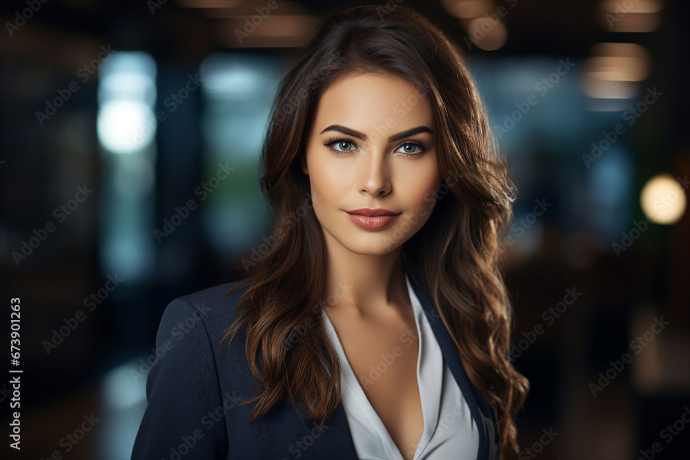 Generative AI picture portrait of amazing gorgeous office worker young woman Generative AI picture portrait of amazing gorgeous office worker young woman