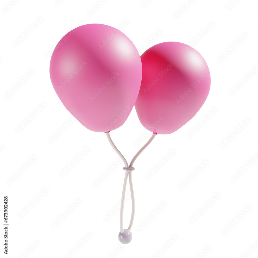 balloon new year 3d illustration in pink theme