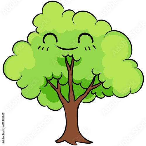 Isolated tree with leaves cartoon style 