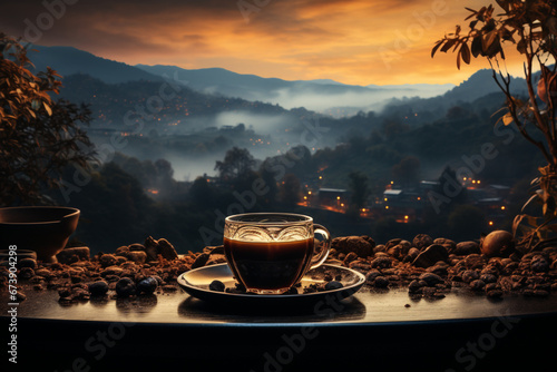 photography of epic coffee vibes landscape made with AI