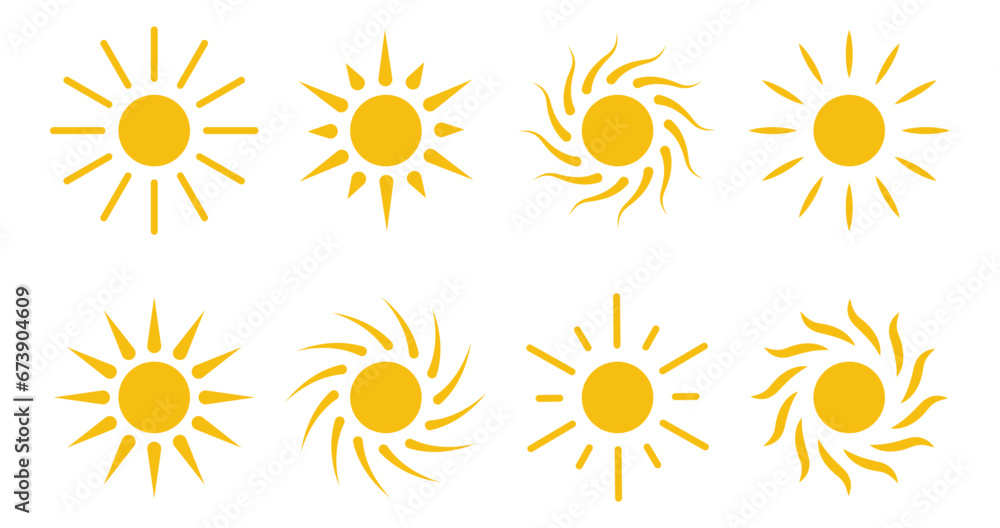 Sun icon vector. Cartoon simple flat design elements. Sun icon vector. Cartoon simple flat design elements.
