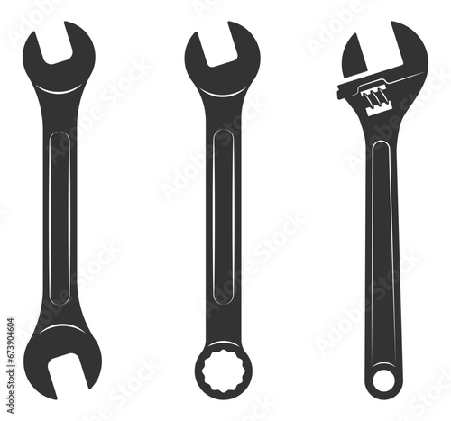 Tools vector wrench icon. Spanner logo design element. Key tool isolated on white background.