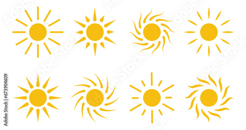 Sun icon vector. Cartoon simple flat design elements.