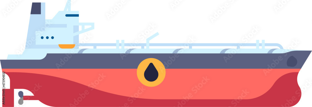 Naklejka premium Oil petroleum industry. Petrol transportation. Benzine carrier. Cargo boat. Water transport. Gasoline logistics. Ocean ship for fossil fuel shipment. Industrial tanker. Vector concept