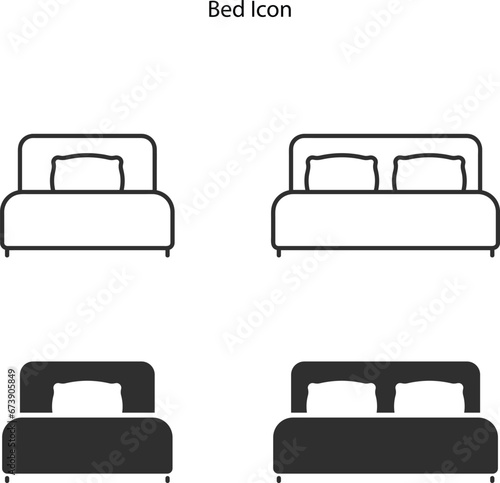 Bed icon line and glyph, Double bed vector icon for app, logo, and website.