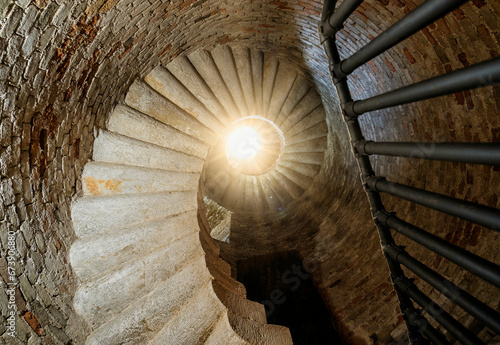 Spiral staircase at Rocca Roveresca, Senigallia, Marche, Italy photo