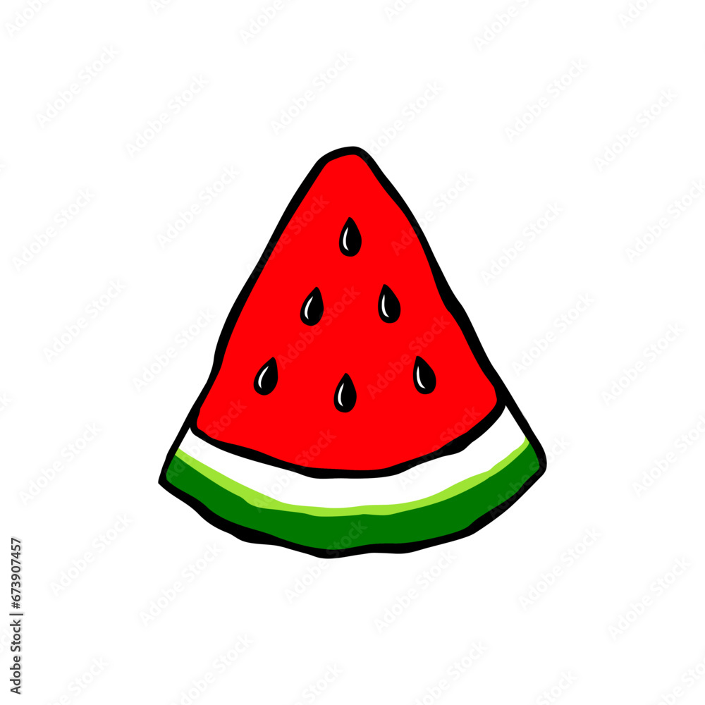Slice Watermelon Hand Drawn Vector Slice Watermelon Hand Drawn Vector