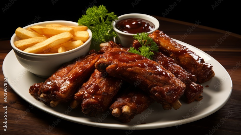 grilled ribs with barbeque sauce and potato ai generated grilled ribs with barbeque sauce and potato ai generated