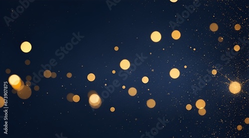 Golden lights shine particles bokey on navy blue background © Ummeya