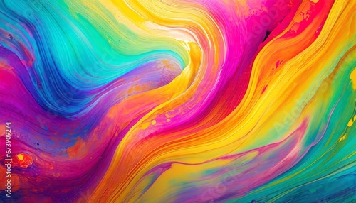 Colourful abstract vibrant gradient liquid art illustraion background with copy space  photo