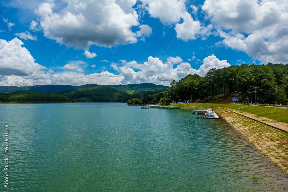 Panoramic view of Tuyen Lam Lake in Dalat, Vietnam
