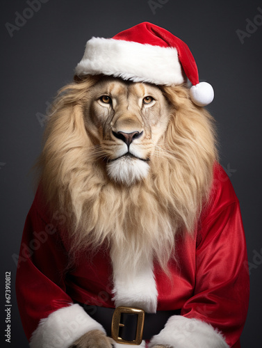 An Anthropomorphic Lion Dress Up as Santa Claus © Nathan Hutchcraft