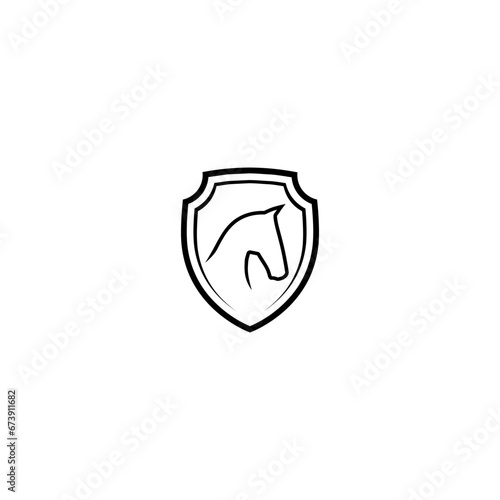Abstract horse shield icon logo. Royal horse logo isolated on white background