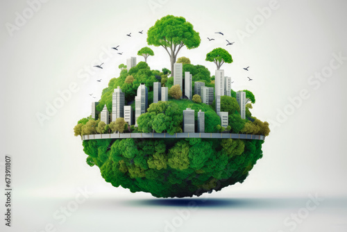 Eco friendly industry and climate concept double exposure. Globe with clean hydrogen energy. Clean environment and ecology for green earth concept.